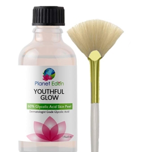 Youthful Glow 60% Glycolic Acid Peel with Free Fan Brush ~ Diminishes Acne, Wrinkles and Freckles