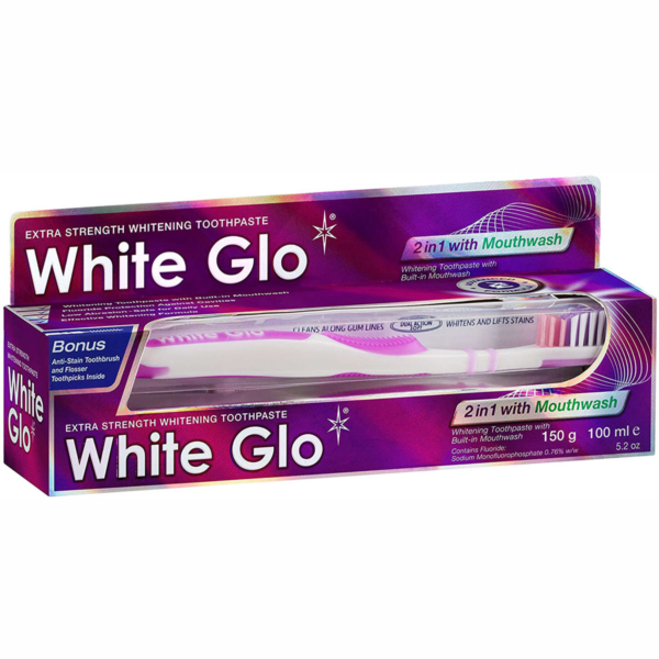WhiteGlo 2 in 1 whitening toothpaste with mouthwash