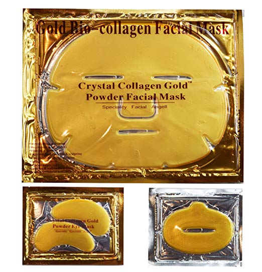 Gold Crystal Bio-Collagen Facial Mask Moisturizing Anti-aging Combination 5pcs Lip masks +5pcs eye masks +1face mask